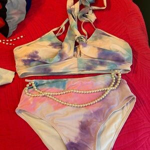 SHEIN Pastel Tie-Dye Bikini Set